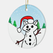 Niedlicher Cartoon Cat Snowman Winterurlaub Keramik Ornament (Links)