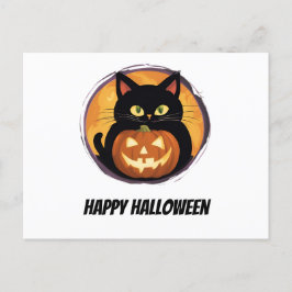 Niedlicher Cartoon Cat Spooky Halloween glückliche Postkarte