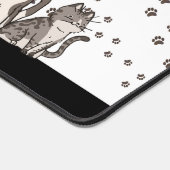 Niedlicher Cartoon Cats Muster | Monogramm Schreibtischunterlage (Ecke)