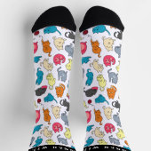 Niedlicher Cartoon Cats Muster | Monogramm Socken (Oben)