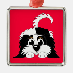 Niedlicher Cartoon Cavachon Silbernes Ornament