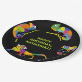 Niedlicher Cartoon Chameleons Helle Farben Persona Pappteller (Schrägansicht)