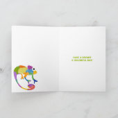 Niedlicher Cartoon Chameleons Personalisiert Gebur Karte (Innenseite)