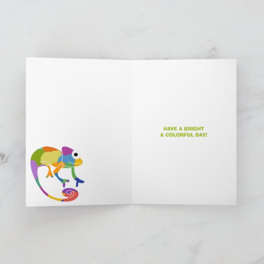 Niedlicher Cartoon Chameleons Personalisiert Gebur Karte (Innenseite)