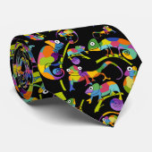 Niedlicher Cartoon Chameleons-Regenbogenfarben auf Krawatte (Gerollt)