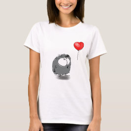 Niedlicher Cartoon-Charakter mit Red Heart Balloon T-Shirt