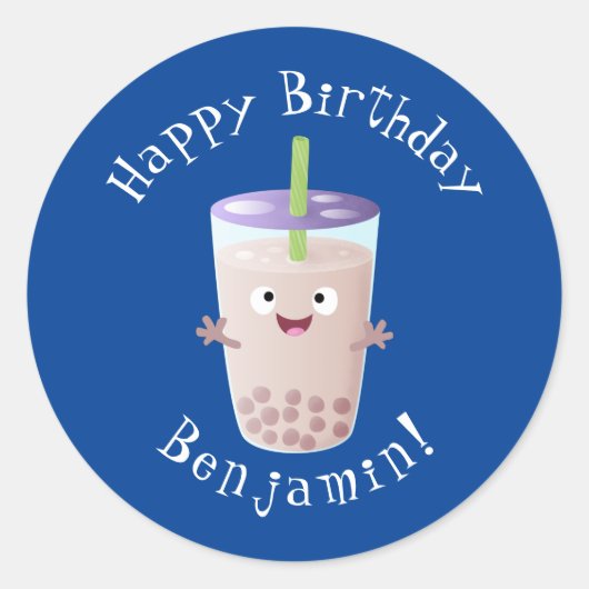 Niedlicher Cartoon-Charakter Runder Aufkleber (Vorderseite)