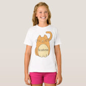 Niedlicher Cartoon Chat-Add-Name| Beige T-Shirt (Vorne ganz)