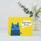 Niedlicher Cartoon Chat-benutzerdefinierte Meldung Postkarte (Stehend Vorderseite)