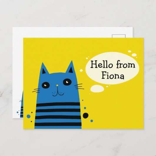 Niedlicher Cartoon Chat-benutzerdefinierte Meldung Postkarte (Vorne/Hinten)