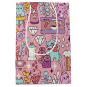 Niedlicher Cartoon Chat Collection auf rosa Mittlere Geschenktüte (Vorderseite)