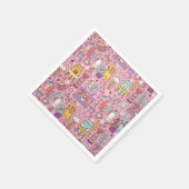 Niedlicher Cartoon Chat Collection auf rosa Serviette (Ecke)