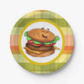 Niedlicher Cartoon Cheeseburger Plate Pappteller (Vorderseite)