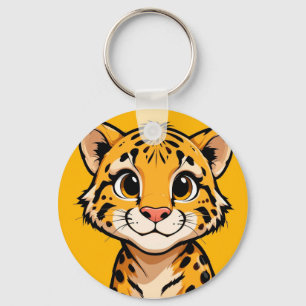Niedlicher Cartoon Cheetah Cub Illustration Schlüsselanhänger
