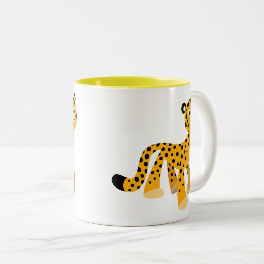 Niedlicher Cartoon Cheetah Zweifarbige Tasse (VorderseiteRechts)