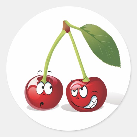 Niedlicher Cartoon Cherry Obstaufkleber Runder Aufkleber (Vorderseite)