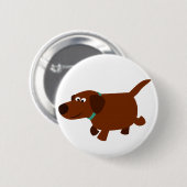 Niedlicher Cartoon Chocolate Labrador Button Abzei (Vorne & Hinten)
