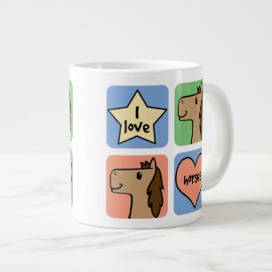 Niedlicher Cartoon Clip Art I Liebe Pferde Jumbo-Tasse