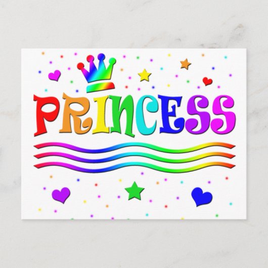 Niedlicher Cartoon Clip Art Rainbow Princess Tiara Postkarte (Vorderseite)