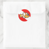 Niedlicher Cartoon Clownfish Diving Flag Runder Aufkleber (Tasche)