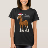 Niedlicher Cartoon Clydesdale Entwurf Weihnachten T-Shirt (Vorderseite)