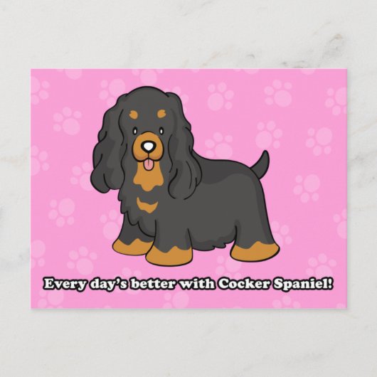Niedlicher Cartoon Cocker Spaniel Postcard Postkarte (Vorderseite)