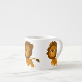 Niedlicher Cartoon Content Lion Espresso Tasse (Vorderseite Rechts)