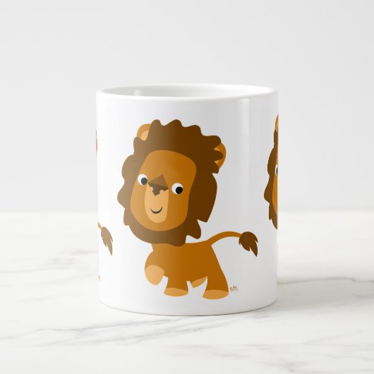 Niedlicher Cartoon Content Lion Jumbo Tasse (Vorderseite)