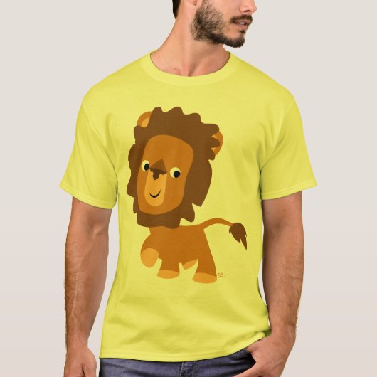 Niedlicher Cartoon Content Lion T - Shirt (Vorderseite)