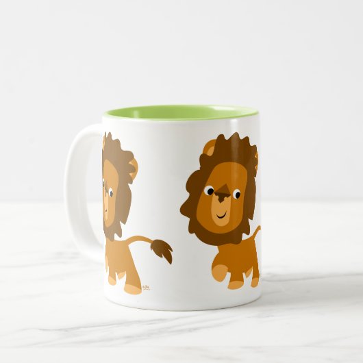 Niedlicher Cartoon Content Lion Tasse (Vorderseite Links)