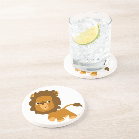 Niedlicher Cartoon Content Lion Untersetzer (Seite)