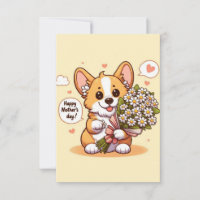 Niedlicher Cartoon Corgi mit Daisies Happy Mother 