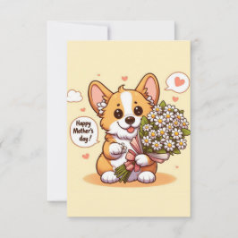 Niedlicher Cartoon Corgi mit Daisies Happy Mother  Karte