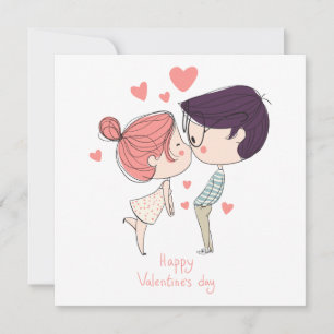 Niedlicher Cartoon Couple Happy Valentines Day Feiertagskarte