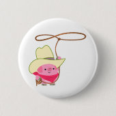 Niedlicher Cartoon Cowboy Pig mit Lariat Button Ab (Vorderseite)