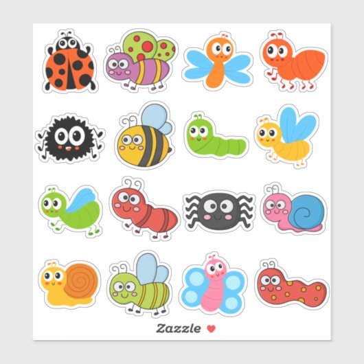Niedlicher Cartoon Creepy Crawlies Aufkleber (Blatt)