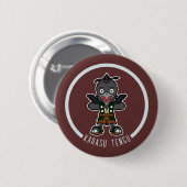 Niedlicher Cartoon Crow Tengu | Japanisch Yokai Button (Vorne & Hinten)
