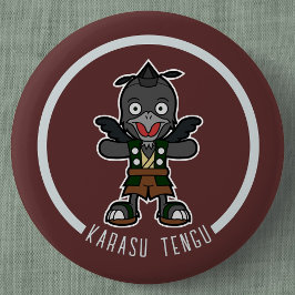 Niedlicher Cartoon Crow Tengu | Japanisch Yokai Button