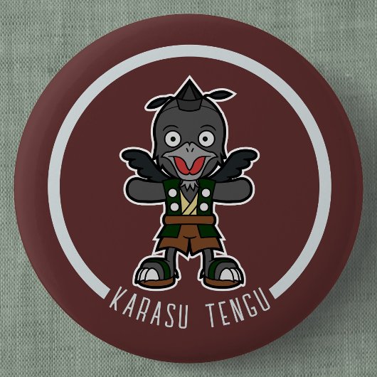 Niedlicher Cartoon Crow Tengu | Japanisch Yokai Button