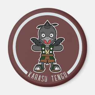 Niedlicher Cartoon Crow Tengu   Japanisch Yokai Magnet