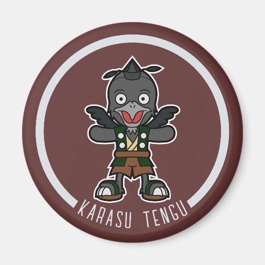 Niedlicher Cartoon Crow Tengu | Japanisch Yokai Magnet (Vorne)