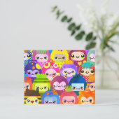 Niedlicher Cartoon Crowded Kawaii Monster Kid Grou Postkarte (Stehend Vorderseite)
