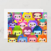 Niedlicher Cartoon Crowded Kawaii Monster Kid Grou Postkarte (Vorne/Hinten)