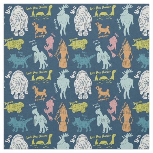 Niedlicher Cartoon Cryptids ID Guide Stoff (Muster)