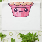 Niedlicher Cartoon Cupcake glückliches Lächeln Geschirrtuch (Gefaltet)