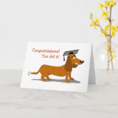 Niedlicher Cartoon Dackel Hund Abschluss Karte (Gelbe Blume)