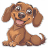 Niedlicher Cartoon Dackel Hund Aufkleber (Vorderseite)