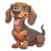 Niedlicher Cartoon Dackel Hund Aufkleber (Vorderseite)