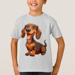Niedlicher Cartoon Dackel Hund T-Shirt