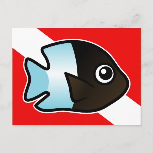 Niedlicher Cartoon Damselfish Tauchflagge Postkarte (Vorderseite)